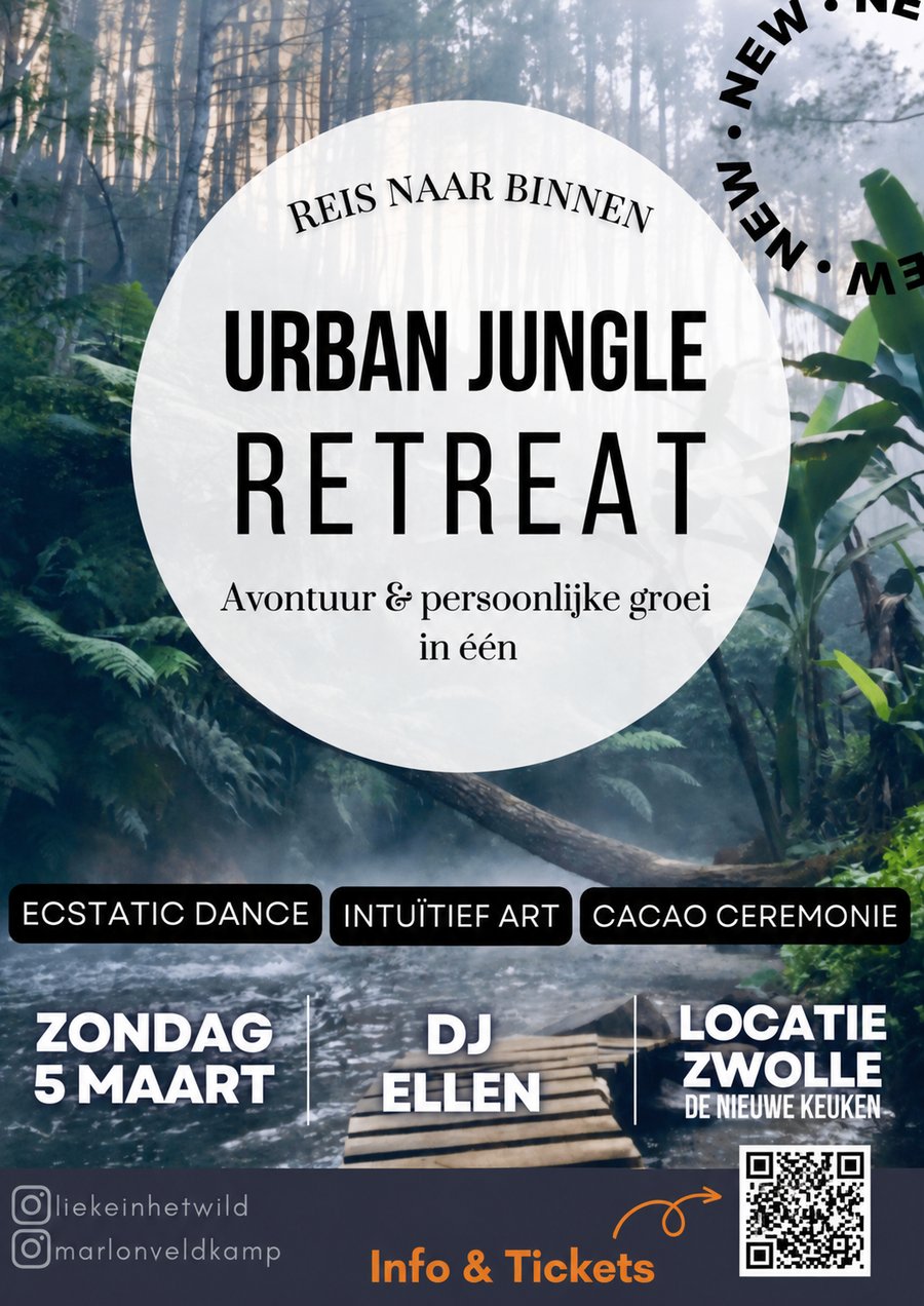 Affiche Urban Jungle Retreat, 5 maart 2023