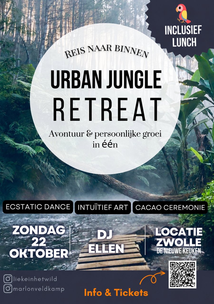 Affiche Urban Jungle Retreat, 22 oktober 2023